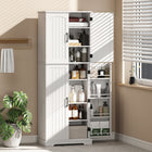 HOMCOM - Armoire de garde-manger 64 po avec étagères réglables - blanc-Le kit anti-basculement et la construction solide assurent stabilité et sécurité au quotidien 