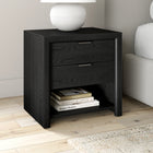 Hudson&Canal - Table de chevet rectangulaire Clarice 24 po, grain noir-Le socle, le plateau et les tiroirs sont fabriqués en MDF robuste avec une finition imitation bois