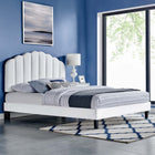 Modway - Daisy Performance Velvet Lit de plateforme complet, Blanc-Tête de lit touffée en canal
