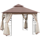 Outsunny - Pavillon de patio 10 pi l x 10 pi L - auvent de pavillon d’extérieur - brun-La tente gazebo avec parois latérales en maille est un ajout fantastique à votre terrasse, balcon ou jardin