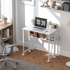 HOMCOM - Bureau pliant à roulettes 31,5 pouces avec sac de rangement - Blanc-L'étagère ouverte permet de ranger livres et documents à portée de main, avec un panneau arrière pour éviter qu'ils ne tombent