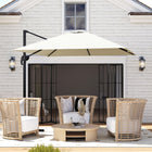 Outsunny - Parasol suspendu carré de patio 8 pi L x 8 pi l avec rotation à 360°, blanc-La toile de 8' x 8' (245 x 245 cm) offre une ombre complète dans tout parc, jardin, terrasse, cour, plage, piscine ou autre espace extérieur  