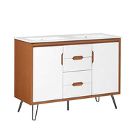 Modway - Energize Double évier 48" Vanette de salle de bain - Blanc cerise-Vanité de salle de bain moderne du milieu du siècle