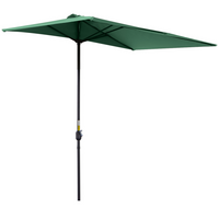 Outsunny - Parasol demi-patio avec 5 baleines - 8 pi - vert-Auvent en polyester résistant aux UV pour une meilleure protection solaire à l'extérieur