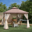 Outsunny - Pavillon de patio 10 pi l x 10 pi L - auvent de pavillon d’extérieur - brun-Idéale pour les réunions de famille, fêtes d'anniversaire, pique-niques, camping, et plus encore