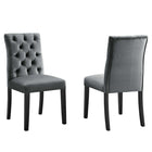 Modway - Duchess Performance Velvet Chaises de salle à manger Ensemble de 2 - Gris-Cadre en bois massif