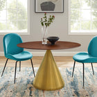 Modway - Tupelo Ovale de 48 po Table à manger, Noyer d’or-Plateau en MDF