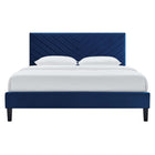 Modway - Roxanne Performance Velvet Lit de plateforme complet, Marine-Revêtement en velours de performance