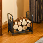 Outsunny - Porte-bûches avec motif ours et sapin- range-bûches- noir-Support en bois incurvé à l'intérieur, maintient les bûches ensemble de façon serrée et sécurisée 