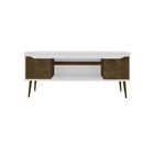 Manhattan Comfort - Meuble TV Bradley 62,99 po style Mid-Century Modern - Blanc et Brun Rustique-Garantie limitée du fabricant de 30 jours