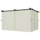 Outsunny - Pergola Extérieur avec Auvent Rétractable et Rideaux - 10 pi x 13 pi - Blanc Crème-Quatre rideaux délimitent l'espace pour des rassemblements privés ou ouverts 
