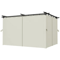 Outsunny - Pergola Extérieur avec Auvent Rétractable et Rideaux - 10 pi x 13 pi - Blanc Crème-Quatre rideaux délimitent l'espace pour des rassemblements privés ou ouverts 