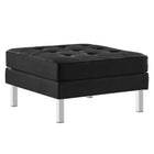 Modway - Loft Touffe Cuir végane Ottoman - Argent noir-Ottoman du milieu du siècle