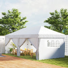 Outsunny - Tente gazébo de réception d'extérieur à pliage facile 10 pi l x 20 pi L - Blanc-Structure en acier avec revêtement en poudre pour une utilisation durable