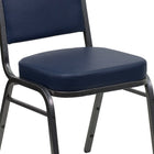 Flash Furniture – Chaise banquet empilable Hercules, dos couronne, vinyle marine, siège de 2,5 po, structure argentée, 4/paq-Panneau arrière sans couture