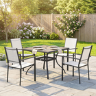 Outsunny - ensemble de salle à manger de patio 5 pièces - table à manger et 4 chaises empilables-L'effet bois de l'ensemble de salle à manger de terrasse ajoute une touche chaleureuse et naturelle