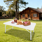 Homy Casa - Table pliante portative en plastique effet bois de 4 pi avec 4 hauteurs réglables - Blanc-Elle convient bien aux repas, aux jeux, au service et aux événements en plein air