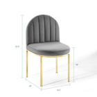 Modway - Isla Performance Velvet Fauteuil d’appoint de salle à manger Ensemble de 2 - Gris or-Conception en coquille