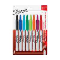 Marqueurs permanents Sharpie®, pointe rétractable fine, couleurs variées, paq./8-Même fantastique encre Sharpie maintenant dans un marqueur rétractable permettant une utilisation d'une seule main