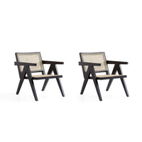 Manhattan Comfort - Hamlet fauteuil d’appoint style industriel chic 22,64" - noir et cannage naturel - lot de 2-Chaise d’appoint en rotin moderne - chic de l’industrie, parfaite pour une utilisation dans le salon. Ensemble de 2