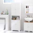 HOMCOM - Armoire de rangement de salle de bain avec double porte et porte-papier toilette - blanc-Armoire avec persienne, permettant une meilleure aération du rangement intérieur   