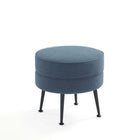 Manhattan Comfort - Bailey pouf rembourré en mélange de polyester style milieu du siècle 18,11" - bleu avec pieds noirs - lot de 2-Garantie limitée du fabricant de 30 jours