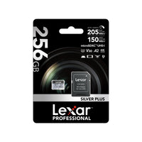 Lexar - SILVER PLUS carte mémoire professionnelle microSDXC - 256Go - Argent-La vitesse de lecture maximale de 205 Mo/s accélère les transferts et réduit les temps d'attente