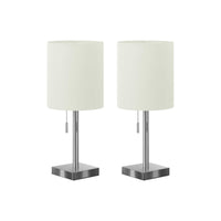 Monarch Specialties - Luminaire - 17 po H Lampe De Table - Port Usb Inclus - Ensemble De 2 - Métal Nickelé - Abat-Jour Ivoire-Illuminez votre bureau, votre salon, votre entrée ou votre chambre à coucher avec cet ensemble de 2 lampes d'appoint contemporaines, élégantes et compactes, d'une hauteur de 17 pouces, en finition métal nickelé, surmontées d'un abat-jour cylindrique en tissu ivoire