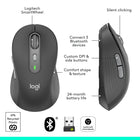 Logitech - Signature Plus M750 souris sans fil pour les mains de petite et moyenne taille - Graphite -Fonctionne sur plusieurs plates-formes: bénéficiez d’une compatibilité fluide avec les systèmes d’exploitation Windows, macOS, Linux, ChromeOS, ipadOS et Android grâce à la souris Bluetooth sans fil Logitech Signature Plus M750