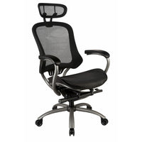 TygerClaw – Fauteuil de bureau à dossier élevé aéré et appui-tête, 26 x 16,1 x 30,7 po, noir-Filet noir et appui-tête ajustable