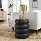 Modway - Ellery Rond empilé Bois Table d’appoint - Brosse métallique noire-Construction en bois massif de manguier