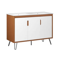 Modway - Energize Double évier 48" Vanette de salle de bain - Blanc cerise-Vanité de salle de bain moderne du milieu du siècle