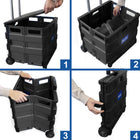BAZIC Products - Chariot pliant sur roues avec couvercle, 16 po x 18 po x 15 po, Noir/Gris-Parfait pour transporter des livres, du papier, des objets personnels, des dossiers et même des courses.