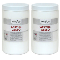Handy Art - Acrylique Gesso, 32 oz., Pack de 2-Un apprêt étudiant d'excellente qualité qui sèche à une finition mate flexible