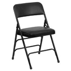 Flash Furniture – Chaise pliante HERCULES en métal à 3 barreaux et à 2 pivots, siège en vinyle noir (HAMC309AVBK)-Siège et dossier rembourrés en vinyle noir