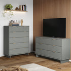 Manhattan Comfort Granville Modern Chest and Double Dresser Set - Light Grey-Recommended for up to 50 inch TV.
