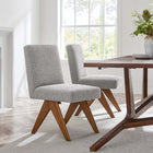 Modway - Lyra Tissu Boucle Fauteuil d’appoint de la salle à manger Ensemble de 2 - Gris clair-Tissu boucle Tissu Rembourrage