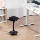 HOMCOM - Tabouret oscillant sans dossier avec mouvement de bascule - noir-Rotation à 360° et oscillation à 120° pour une flexibilité dynamique