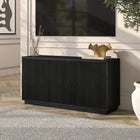 Hudson&Canal - Meuble TV rectangulaire cannelé Hanson pour téléviseurs jusqu'à 55 pouces, finition grain noir-Nettoyer avec un chiffon doux et sec, sans produits chimiques agressifs ni produits de nettoyage abrasifs