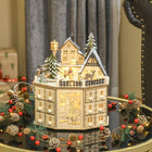 HOMCOM - Calendrier de l'Avent de Noël - Table Lumineuse Décoration de Noël-10 lumières LED intégrées pour illuminer la scène de Noël  