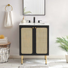 Modway - Chaucer 24" Armoire de toilette de salle de bain (lavabo non inclus) - Noir-Boutons d’armoire en métal