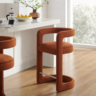 Modway - Winslow Performance Velvet Tabouret de comptoir - Rouille-Rembourrage résistant aux taches