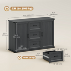HOMCOM - Buffet moderne 47 po avec tiroirs et portes de rangement - grain de bois noir-Le dessus de 47,2 po de large peut accueillir une télévision jusqu'à 19,7 po ou exposer des objets décoratifs