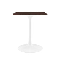 Modway - Lippa 24 po Carré Table à manger, Noyer cerisier blanc-Placage de bois