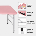 Homy Casa - Table pliante portative de 4 pi avec 4 hauteurs réglables pour utilisation intérieure et extérieure, camping - Rose-La base triangulaire améliore la stabilité