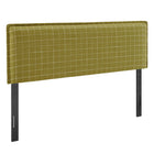 Modway - Camille Mélange de lin rembourré Tête de lit Queen size - Vérification de la vitre de l’artichaut-Mélange de lin tissé avec motif à carreaux