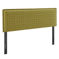 Modway - Camille Mélange de lin rembourré Tête de lit Queen size - Vérification de la vitre de l’artichaut-Mélange de lin tissé avec motif à carreaux