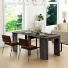 HOMCOM - Table à manger rectangulaire extensible 23,6 po - 70,9 po pour 6-8 personnes - gris-Séparez le plateau et déployez-le complètement, puis ajoutez plusieurs panneaux sur les rails 