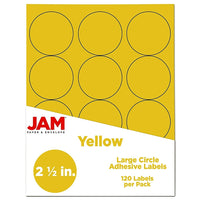JAM Paper - Sceaux autocollants ronds, 2,5 po de diamètre, jaune, 120/paquet (147628582)-Étiquettes circulaires jaune solaire