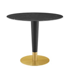 Modway - Zinque 36 po Marbre artificiel Table à manger, Or Noir-Table à manger moderne